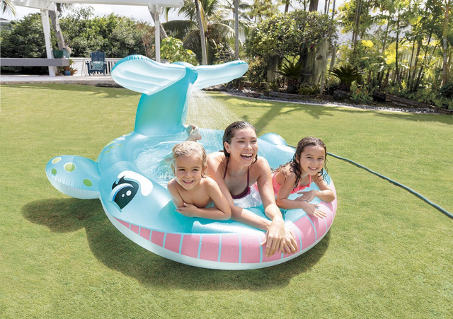 Piscina gonflabila WHALE pentru copii, cu dus, INTEX
