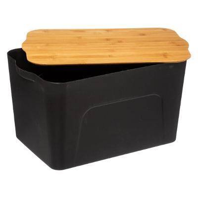 Cutie din plastic cu capac din bambus, 24 litri