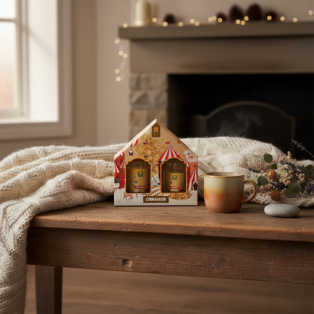 Set de parfum ulei 40 ml + lumânare, scorțișoară