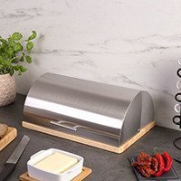 Cutie de pâine metalică pe bază de lemn, ZELLER, albă