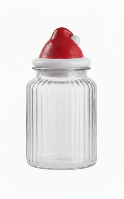 Borcan din sticlă cu motiv sărbătoresc, 1375 ml