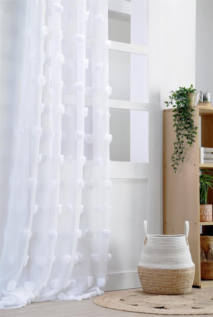 Perdea POMPINOU cu pompoane, 135 x 260 cm