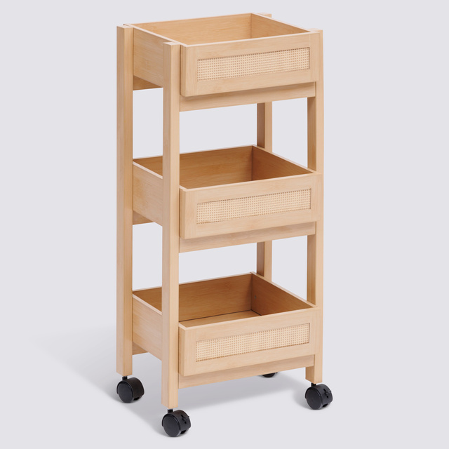 Cărucior de bucătărie pe roți CANE, împletitură vieneză, 39,6 x 30 x 85,5 cm