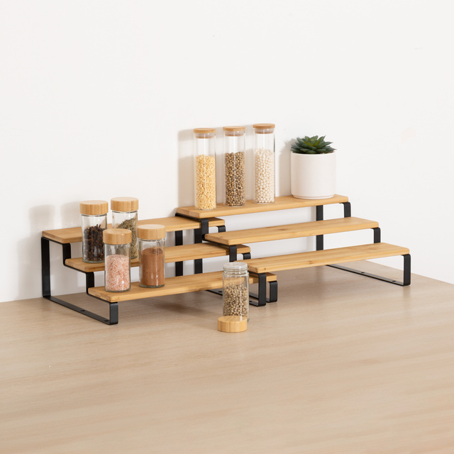 Raft pentru blat de bucătărie 2 în 1 ORDERA, lungime de la 32 la 64 cm, negru