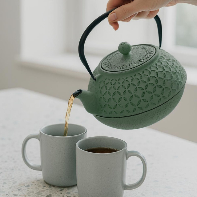 Ceainic din fontă cu infuzor SABI, 1000 ml, verde deschis