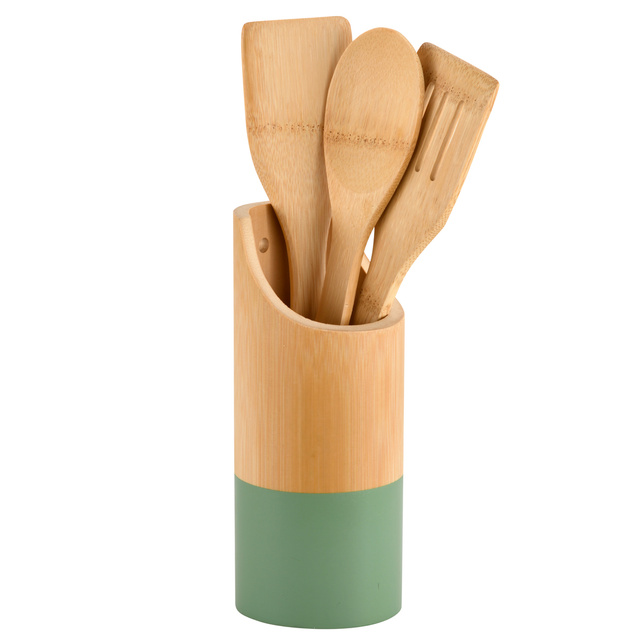 Set accesorii bucatarie din bambus, 4 elemente