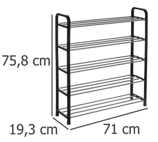 Pantofar 5 niveluri, 71x19,3x75,8 cm, Negru