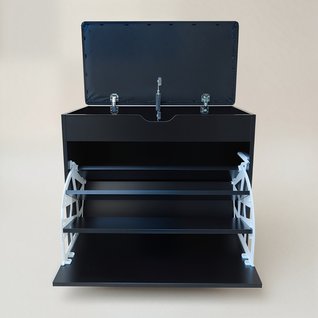 Dulap pentru pantofi cu loc de șezut și rafturi retractabile VAULT, 57 x 30 x 53 cm