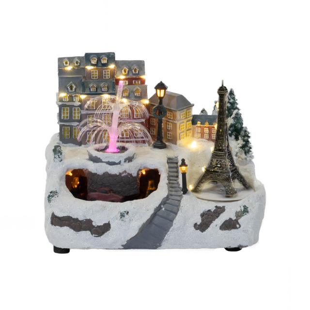 Figurina scena de iarna in miscare cu Turnul Eiffel