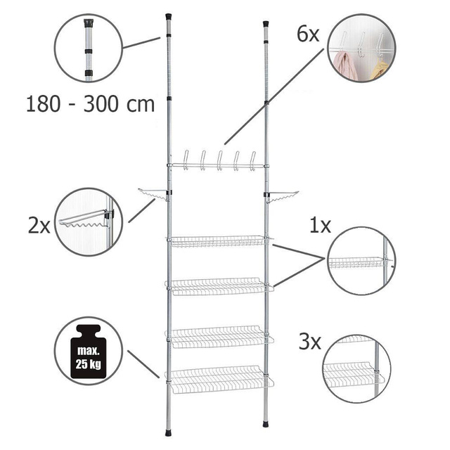 Organizer telescopic pentru haine APOLLON, suport pentru hol, WENKO