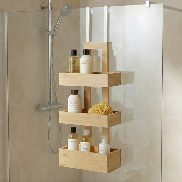 Umeraș de baie din bambus pentru ușă RANT, 74 cm