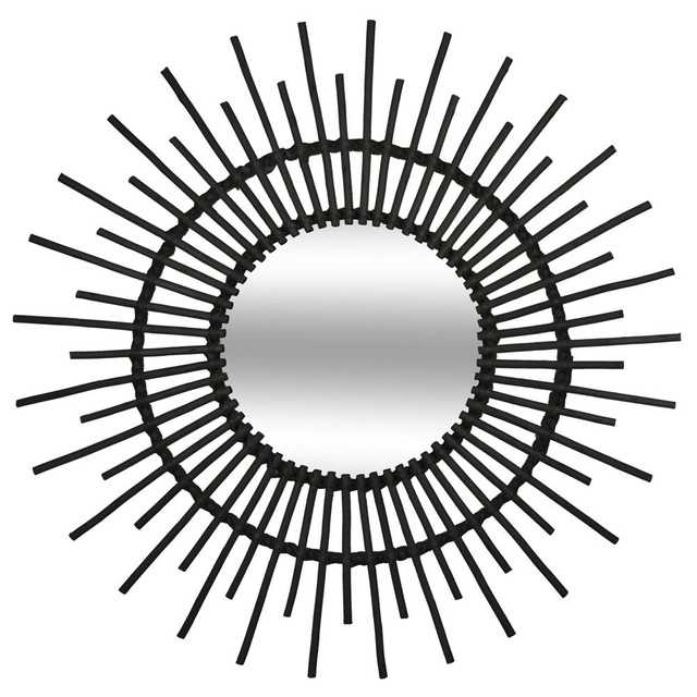 Oglindă de perete în cadru țesut, Ø 76 cm, negru