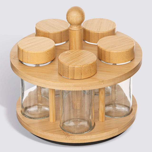 Recipient rotativ pentru condimente COZY, 4 borcane din sticlă