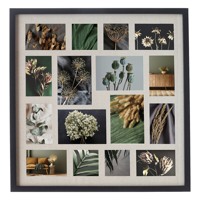 Rama pentru 16 fotografii TONY, neagră, 63 x 63 cm