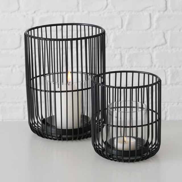 Lantern metalic cu insert de sticla CINDY, 14 - 20 cm