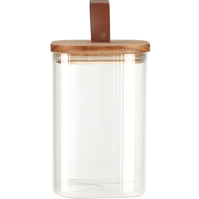 Borcan din sticla cu capac din lemn, inchidere ermetica