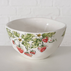 Bol ceramic pentru supa Strawberry, model capsuni, 540 ml