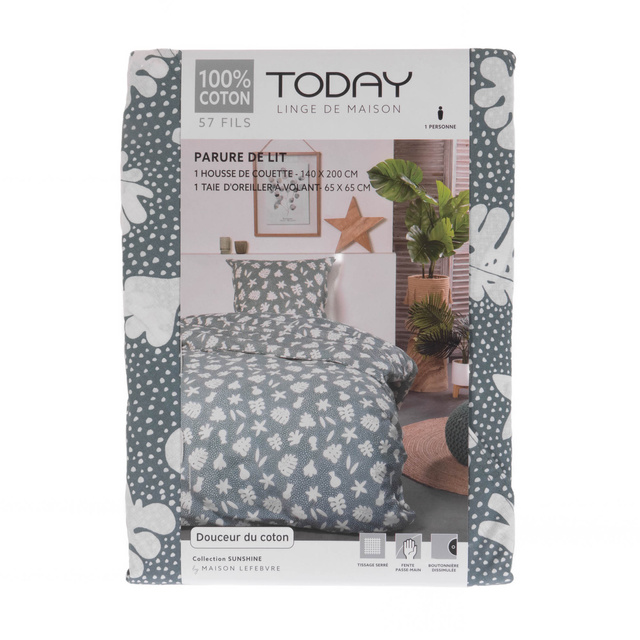 Lenjerie de pat din bumbac SUNSHINE, monstera, 140 x 200 cm