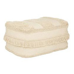 Puf boho cu franjuri, bumbac reciclat, 65 x 45 x 35 cm