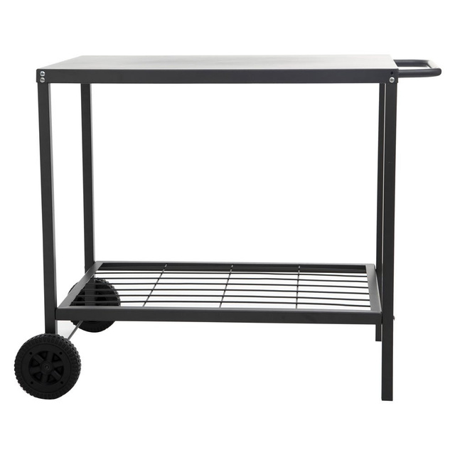 Masa de gradina, mobila pe roti pentru gratar, metal, 90x58x75 cm