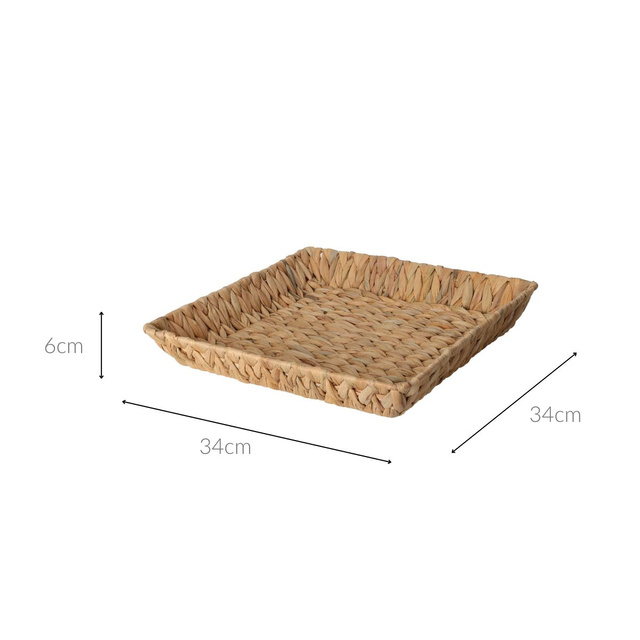 Coș pătrat împletit din hyacinthă de apă BRAID, 34 x 34 cm