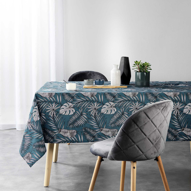 Fata de masa dreptunghiulara cu motiv de frunze exotice, 140 x 240 cm