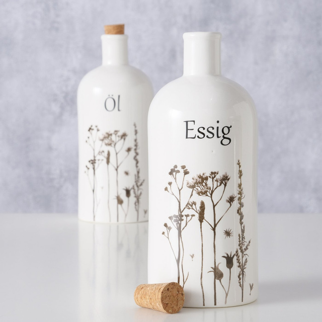 Sticla pentru ulei sau otet, Kamina, ceramica, alb