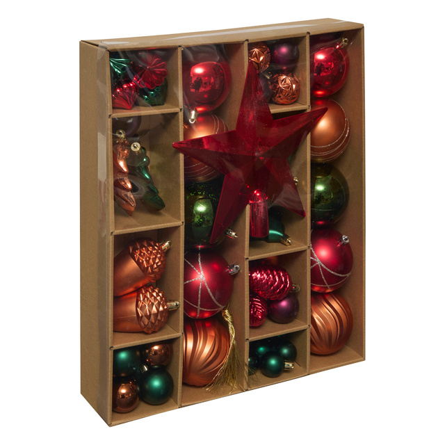 Set de globuri și decorațiuni de Crăciun, 60 de bucăți