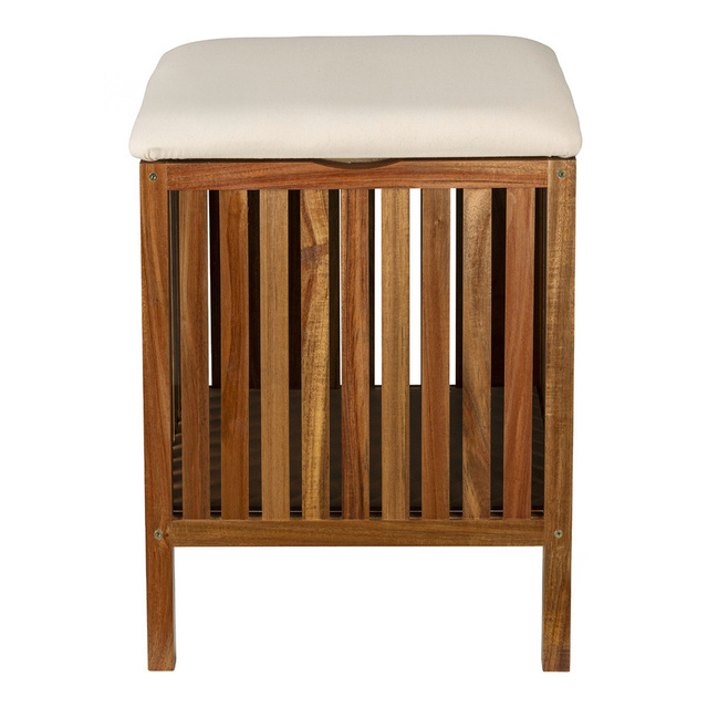 Bancă de baie din lemn cu coș FONDI, înălțime 52 cm