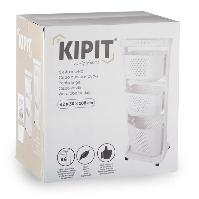 Raft de plastic pentru garderobă cu 2 coșuri COMFY PLACES, 44 x 33 x 81 cm