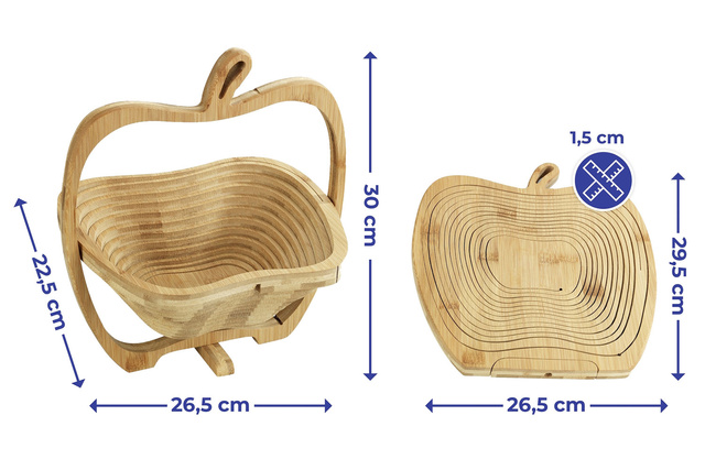 Coș pliant pentru fructe,Bambus, 30x22,5 cm