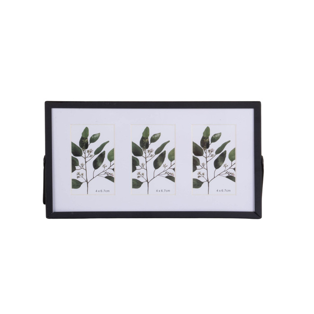 Rama metalică pentru trei fotografii, passe-partout, 22 x 12 x 1 cm