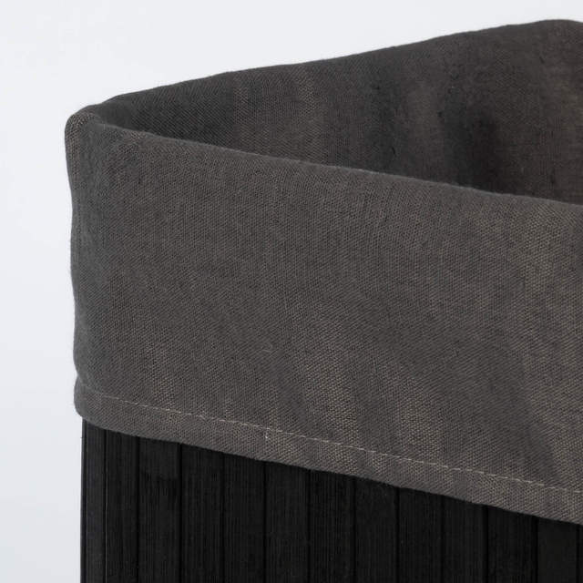 Coș de rufe negru din bambus, 80 l