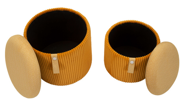 Set de 2 pufuri BOLZANO cu spațiu de depozitare ascuns și capac detașabil, Ø 38 cm & Ø 32 cm