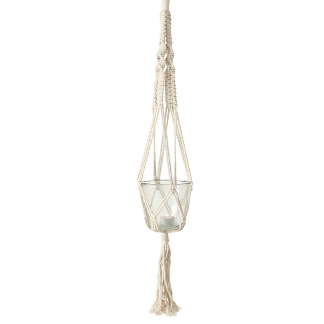 Ghiveci de flori din sticla, decor macrame MAKRAMEE, 83 cm