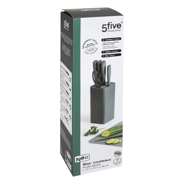 Bloc cu 5 cuțite + foarfecă Neo
