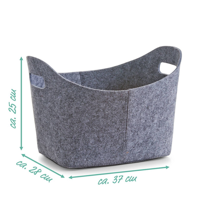 Coș de depozitare, oval, din fetru - recipient de 26 l, ZELLER, gri