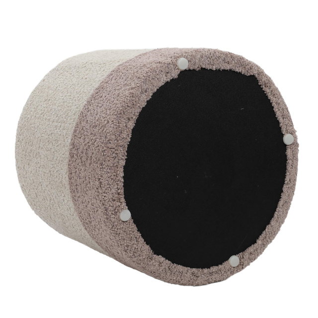 Puf rotund tapițat în două culori boucle, Ø 35 x 34 cm