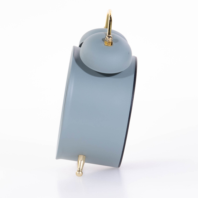 Ceas de masa cu alarma cu limbii aurii, albastru deschis, 10 x 5,5 x 13,5 cm