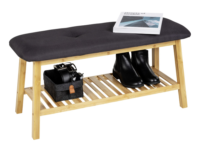 Dulap pantofi cu scaun, bambus, Ecori, WENKO