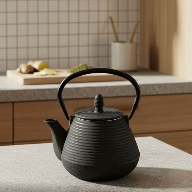 Ceainic din fontă cu infuzor YUKI, 1000 ml, negru