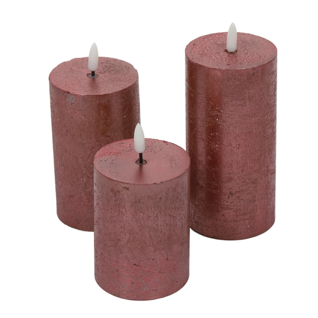 Lumânări decorative LED Ø 7,5 cm, 3 buc.