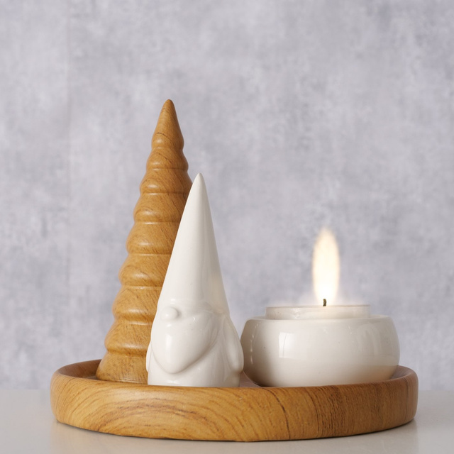 Candelabru pentru tealight AMIRA cu brad, Ø 13 cm