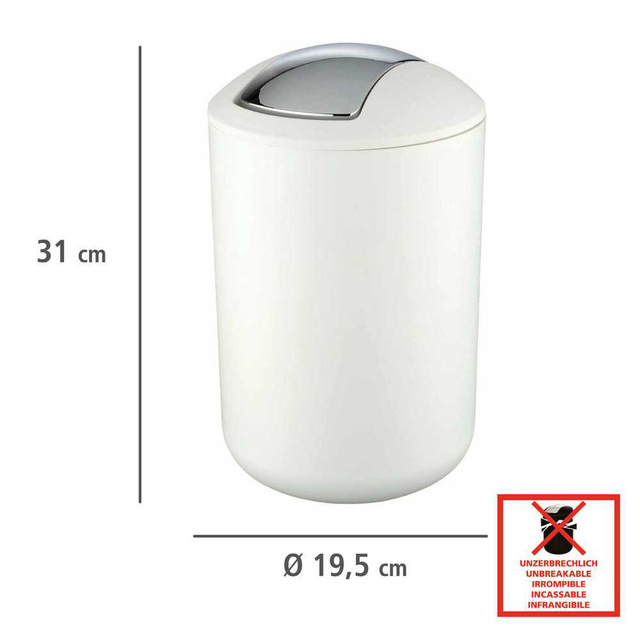 Coș de gunoi BRASIL, 6,5 l, WENKO, alb