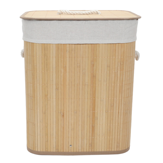 Coș de rufe din bambus cu sac detașabil, 60 l