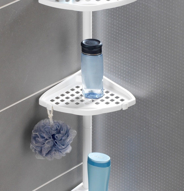 Etajera pentru baie, telescopica OPAL, alb, reglabila 80-250 cm, Allstar
