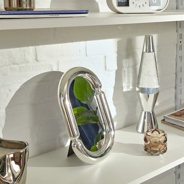 Oglinda decorativă STANDING TWISTED SKY, ramă argintie, 19 x 30 cm