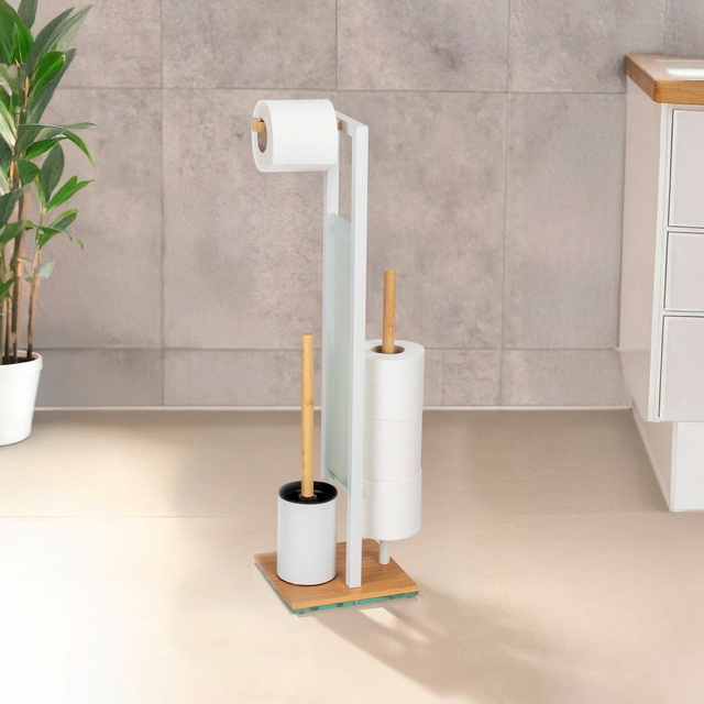 Suport hârtie igienică și perie WC RIVALTA, 3în1