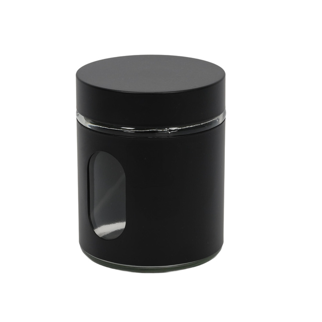 Pojemnik do przechowywania, szklany, w obudowie z wizjerem, pojemność 0,6 l, czarny, Zeller