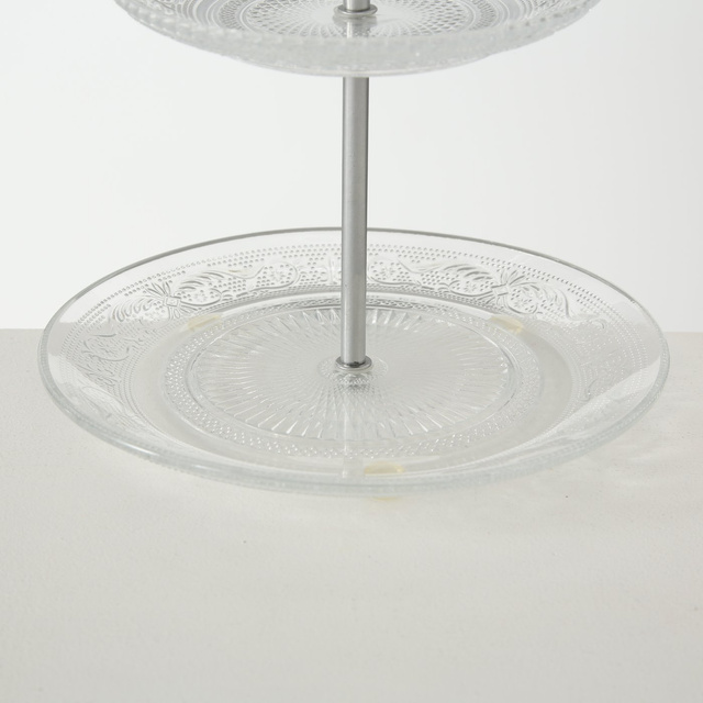 Placă de sticlă pe picior decorat, RELIEF, Ø 25 cm